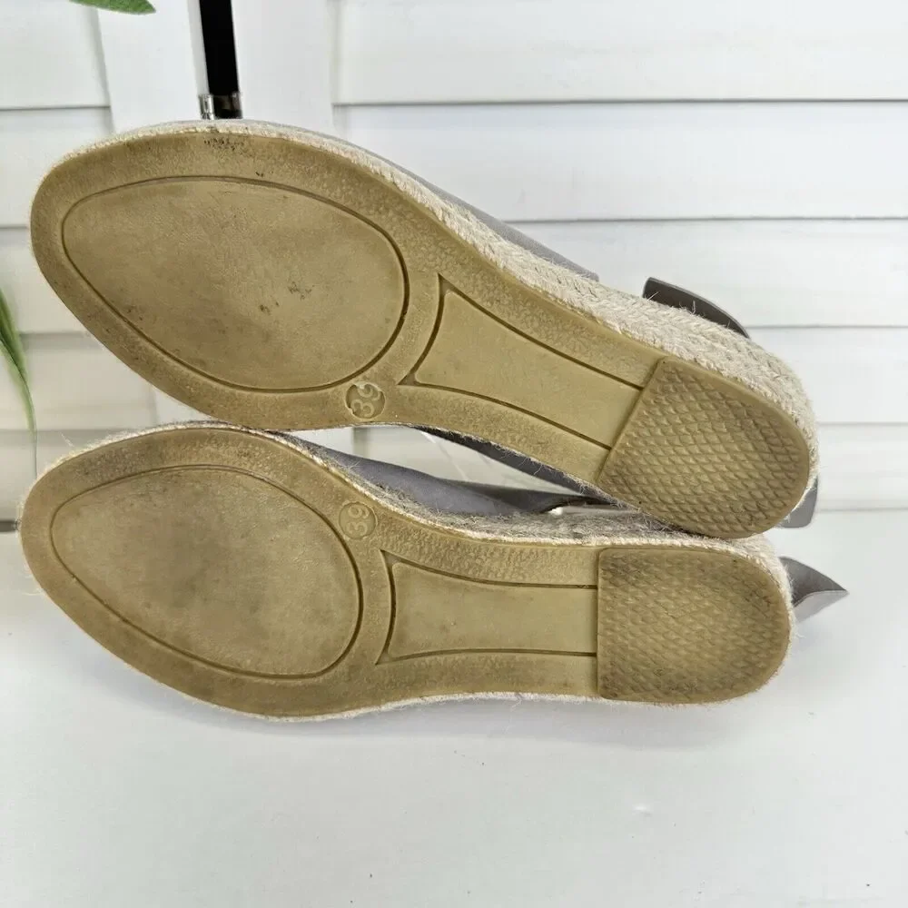 Eric‎ Michael Gray Slingback Wedge Peep Toe Sandal Comfort Shoe EU 39 US 8.5-9